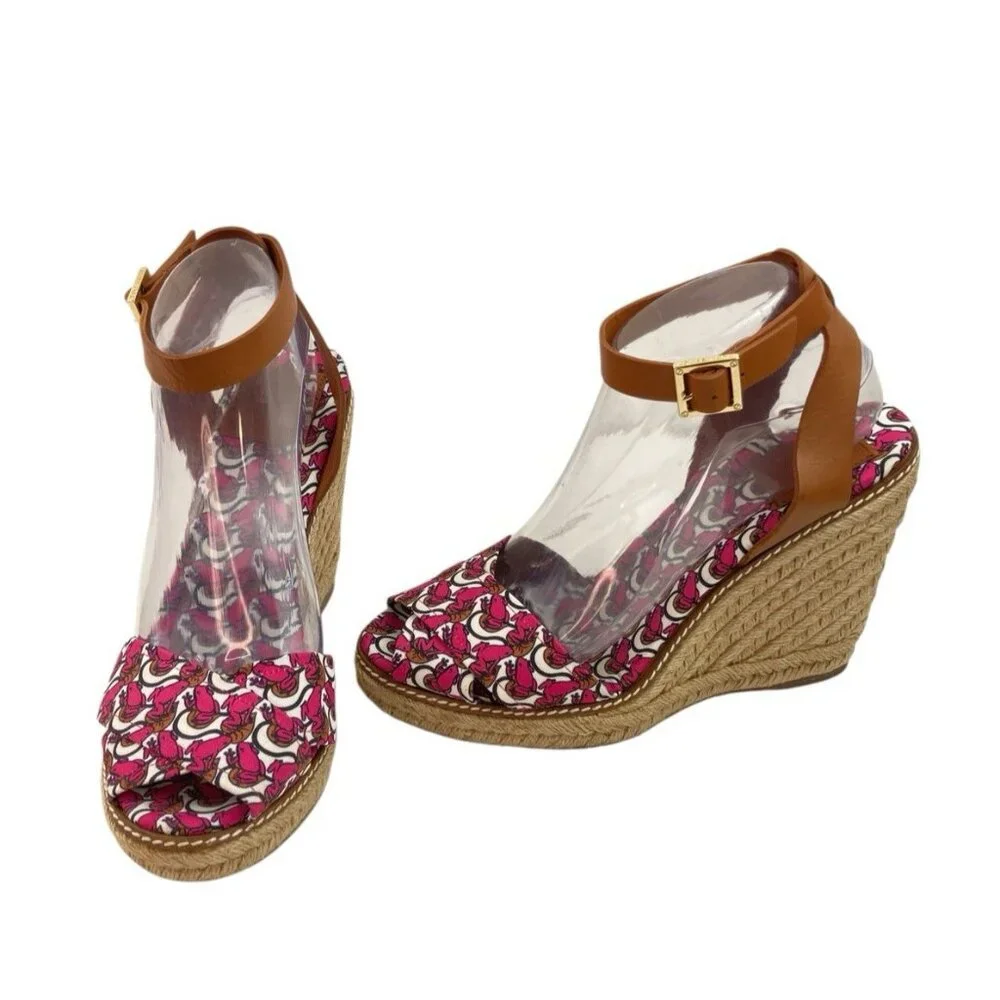 *Tory Burch Platform Espadrille Sandals Womens Size 10 Frogs Cottagecore Girly